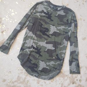 NWT Pacsun S Distressed Camouflage Long Sleeve Shirt